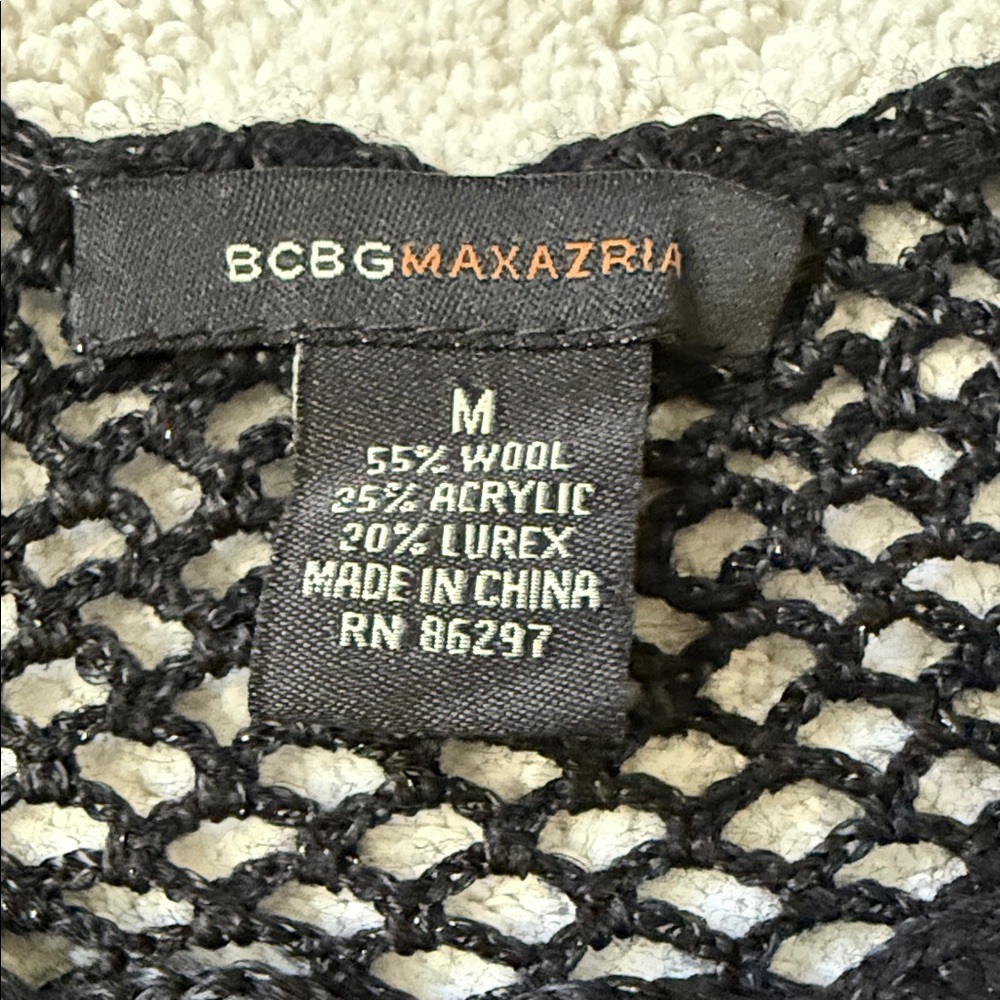 Black Knit Cropped Sweater, Size M - Picture 2 of 5